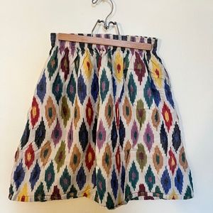 Ikat Print Cotton Skirt with Pockets